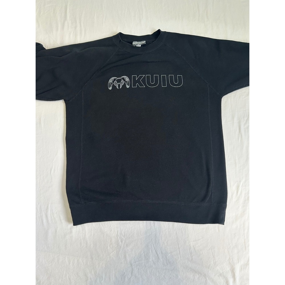 KUIU Mens Logo Crewneck Sweatshirt Black Raglan Sleeve Pullover Hunting XL